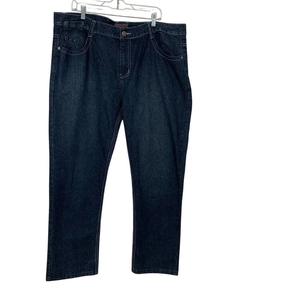 Swiss Cross Straight Leg Embroidery Jeans Men‎ 42X32 Blue  Pockets Casual New